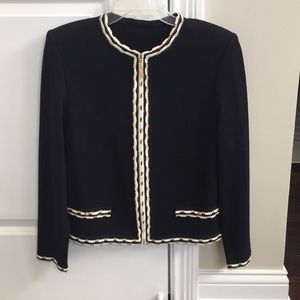 St. John knit jacket with white and gold trim